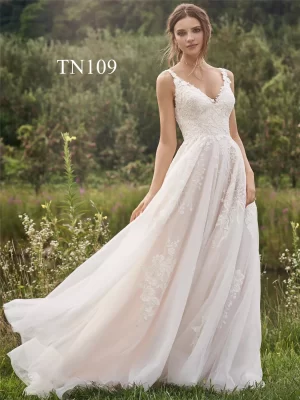 Premium Custom Made Applique Straps A Line Dress TN109