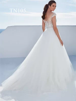 Premium Custom Made Capped Sleeve Chiffon A Line Dress TN105