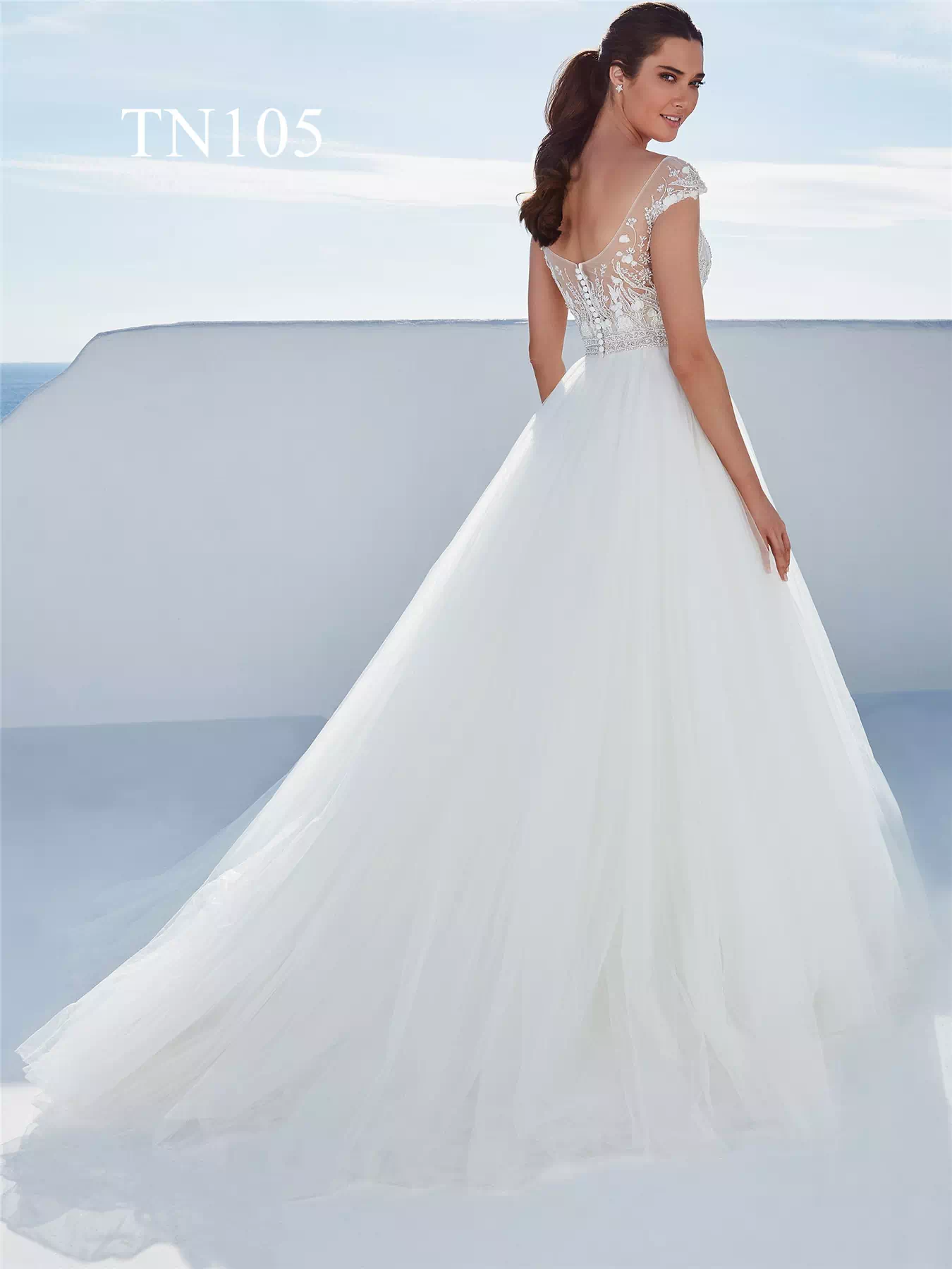 Premium Custom Made Capped Sleeve Chiffon A Line Dress TN105