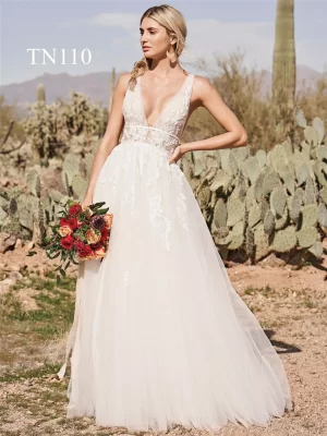 Premium Custom Made Sexy V Neckline A Line Dress TN110