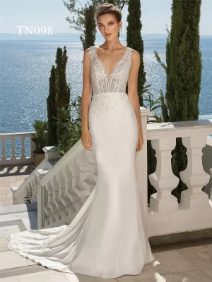 Premium Custom Made Sexy V Neckline Strap Mermaid Dress TN098