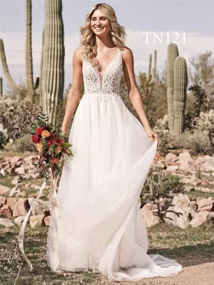 Premium Custom Made V Neckline V Back A Line Dress TN121