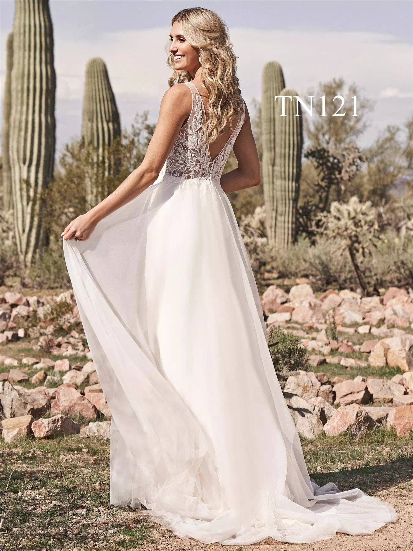 Premium Custom Made V Neckline V Back A Line Dress TN121 - Image 2