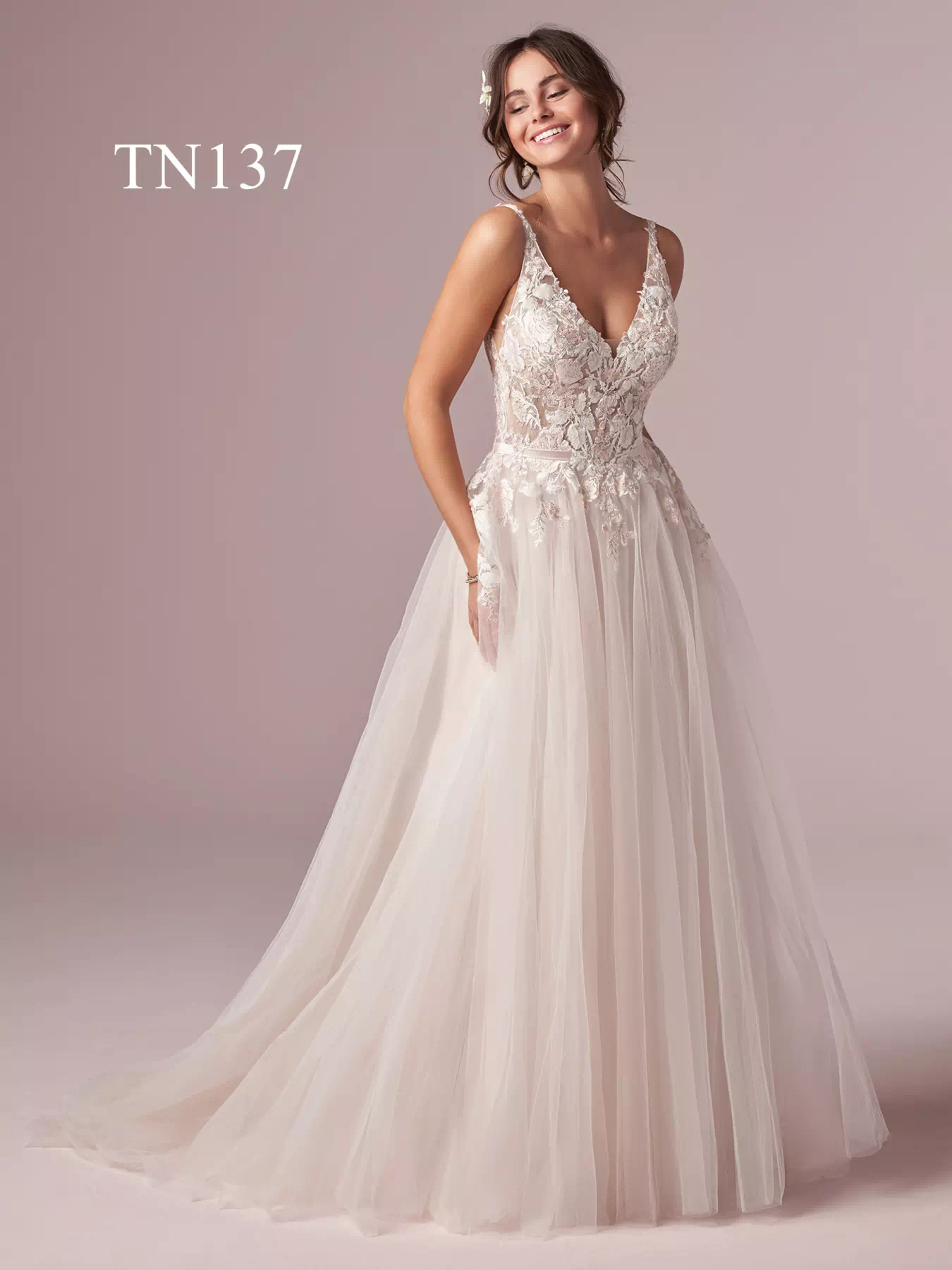 Premium Custom Made V neck and V back A Line Dress TN137