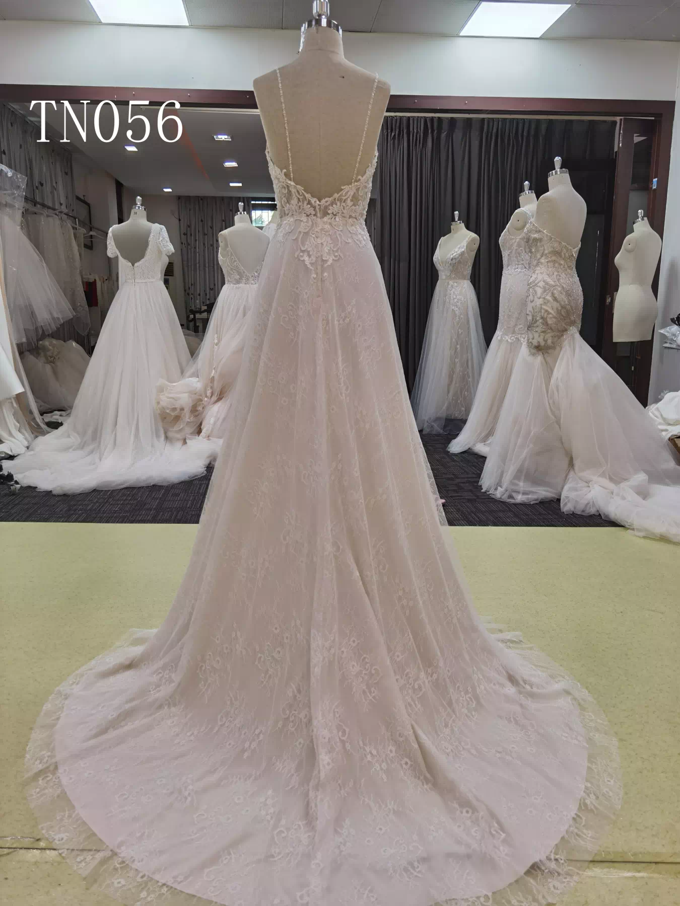 Sexy V Neck Spaghetti Strap and Open Back Bridal dress TN056 - Image 2