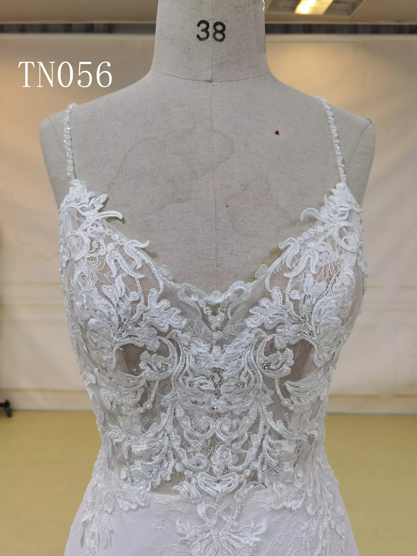 Sexy V Neck Spaghetti Strap and Open Back Bridal dress TN056 - Image 3