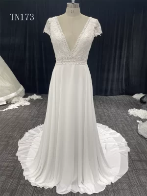 Simple Fabric Lace Elegant Chiffon Dress TN173