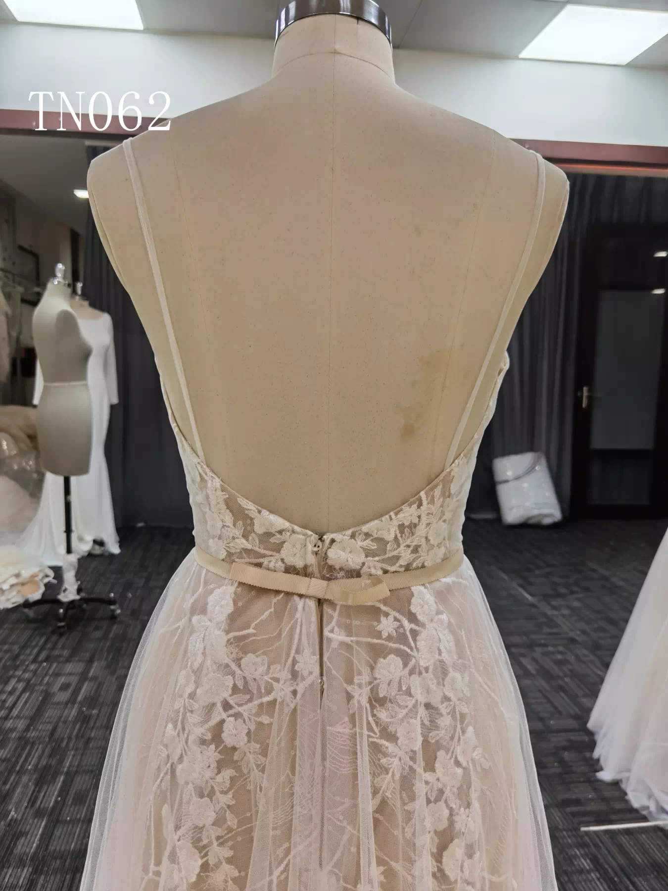 Sleeveless Glitter Sequins Deep V Cut and Open Back Bridal Dress TN062 - Image 4