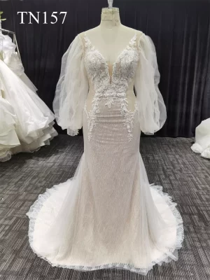 Sparkling Tulle Detachable Long Sleeve Mermaid Dress TN157