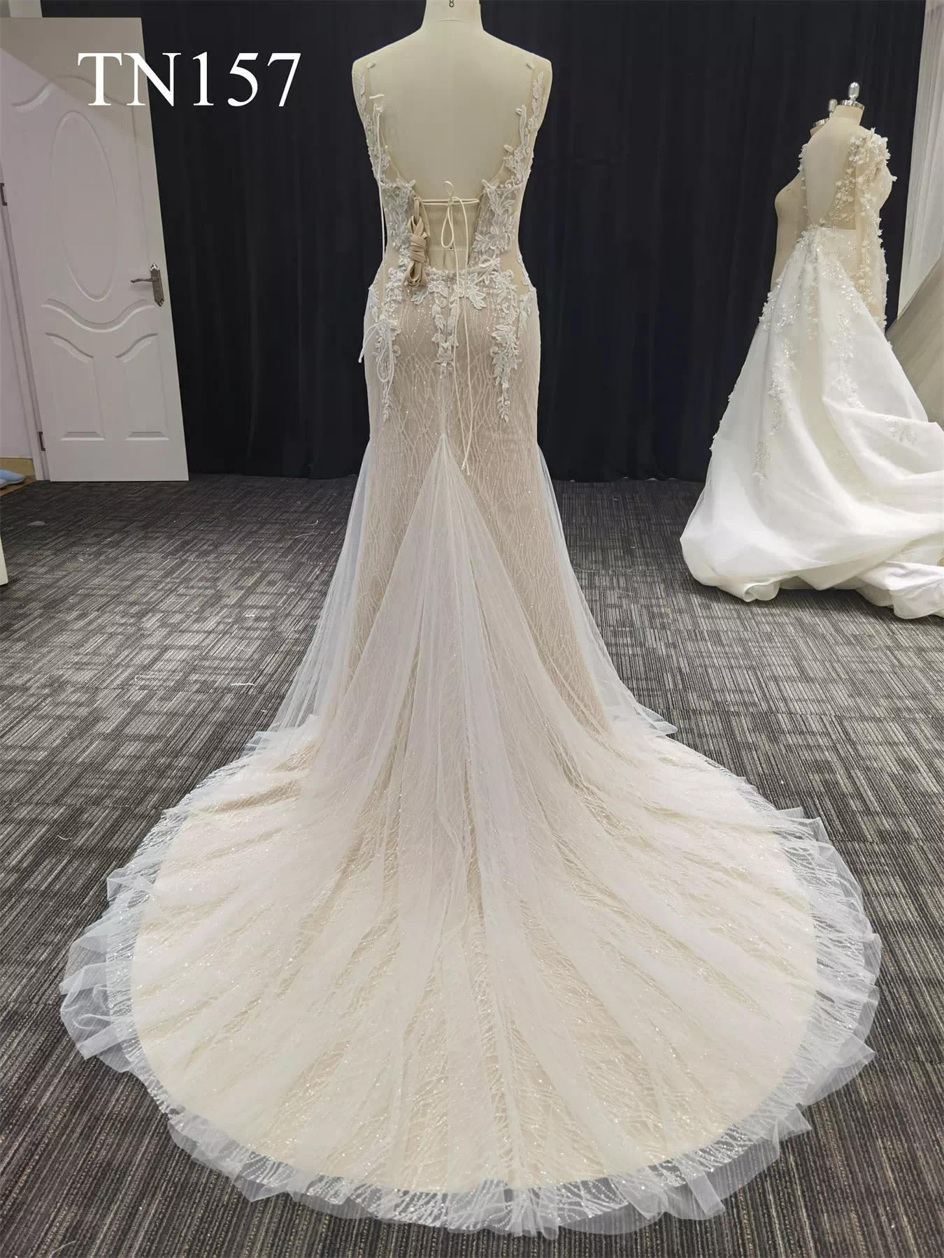 Sparkling Tulle Detachable Long Sleeve Mermaid Dress TN157 - Image 4