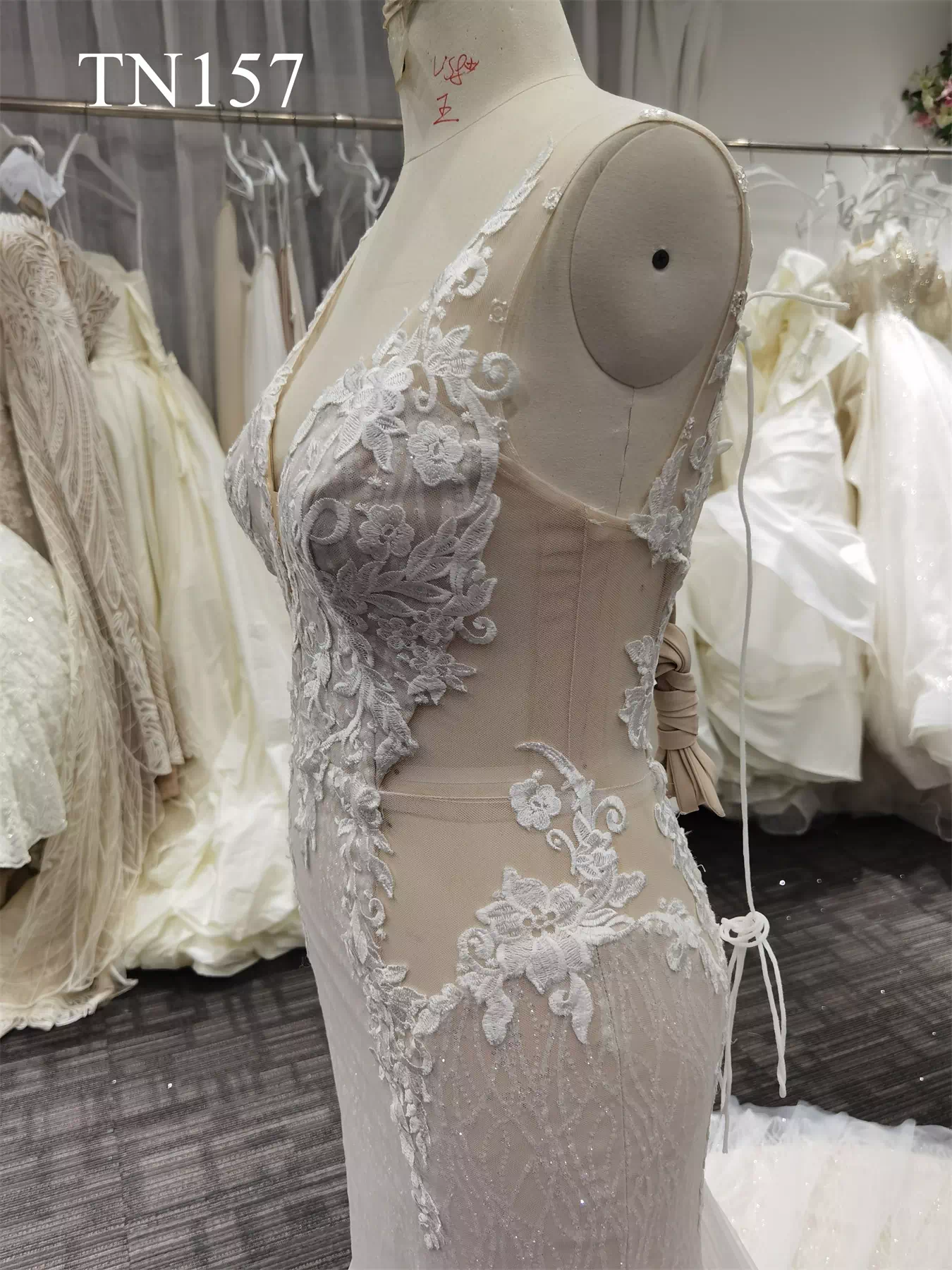 Sparkling Tulle Detachable Long Sleeve Mermaid Dress TN157 - Image 7