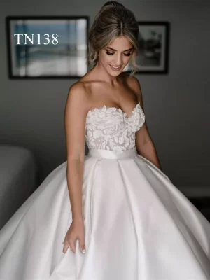 Sweetheart Neckline Belt Satin Ballgown Dress TN138