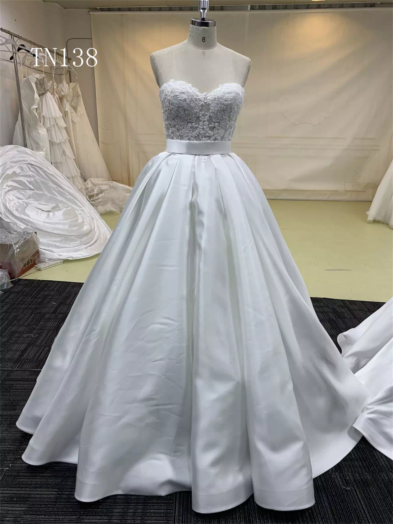 Sweetheart Neckline Belt Satin Ballgown Dress TN138 - Image 2