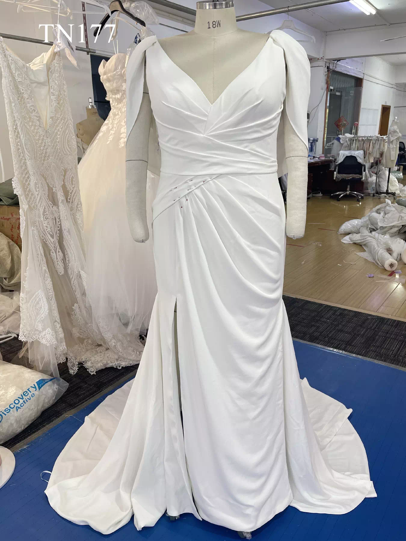 Capped Wrap Split Stain Mermaid Dress TN177 - Image 2