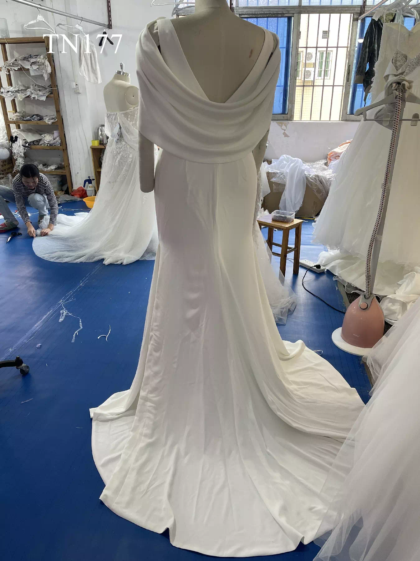 Capped Wrap Split Stain Mermaid Dress TN177 - Image 3