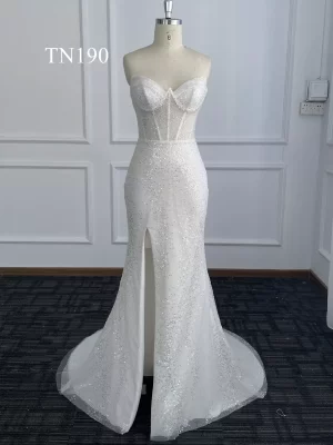 Sexy Split Sequin Tulle Mermaid Dress TN190