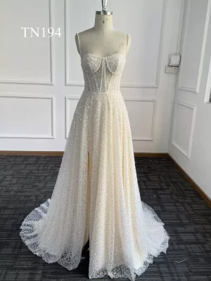 Sparkling Bead Sequin Tulle A Line Dress TN194