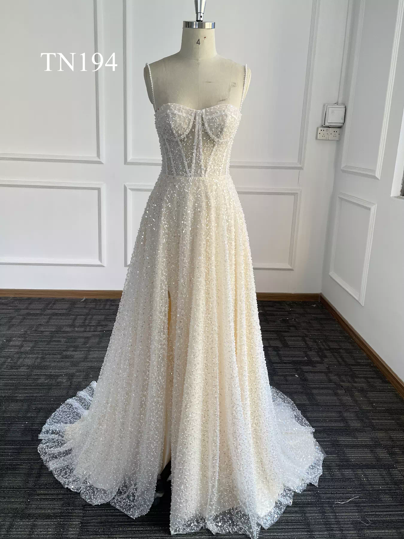 Sparkling Bead Sequin Tulle A Line Dress TN194