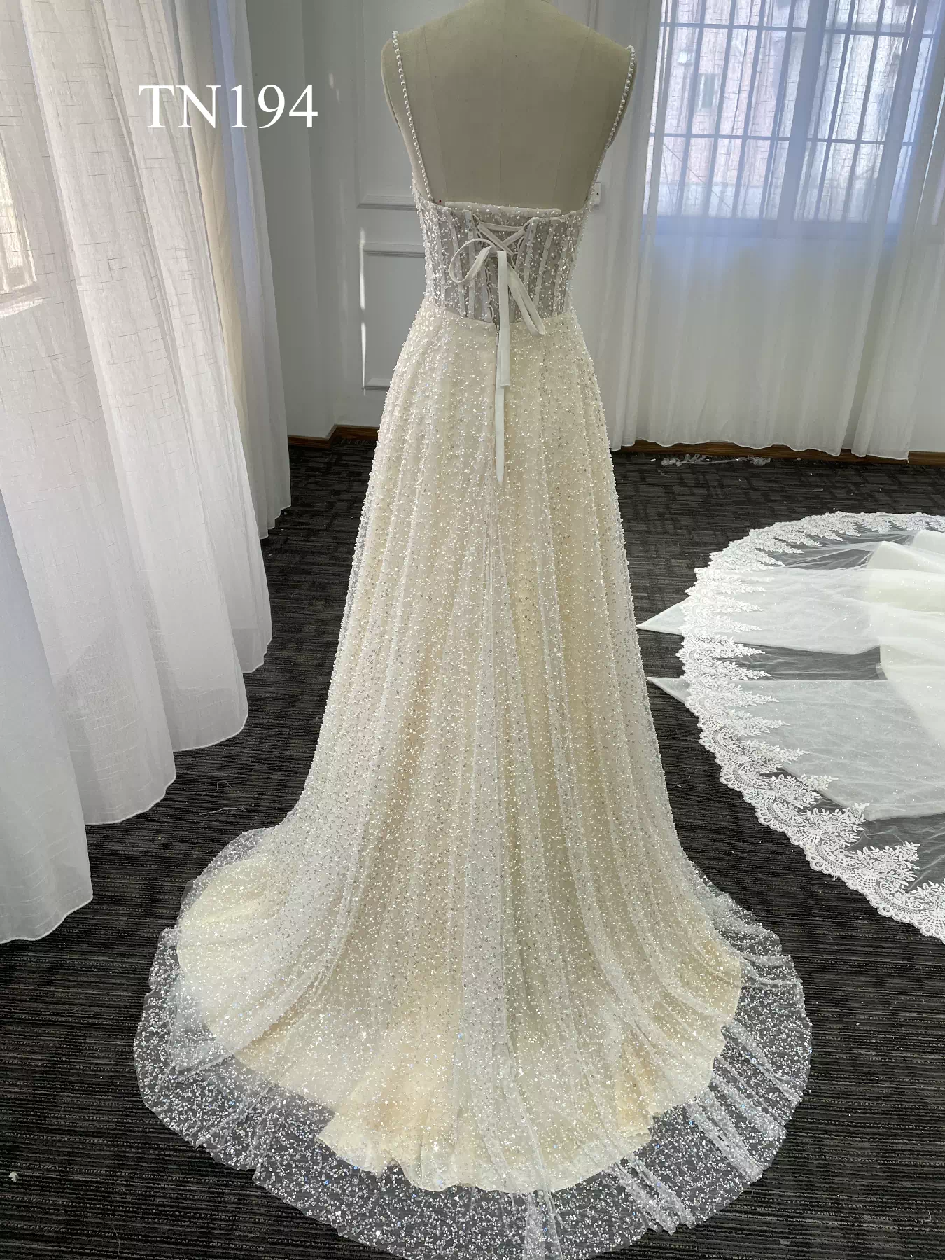 Sparkling Bead Sequin Tulle A Line Dress TN194 - Image 2