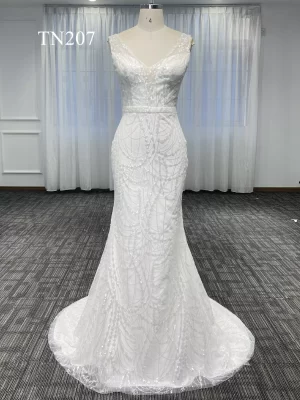 Simple Sparkling Lace Tulle Mermaid Dress TN207