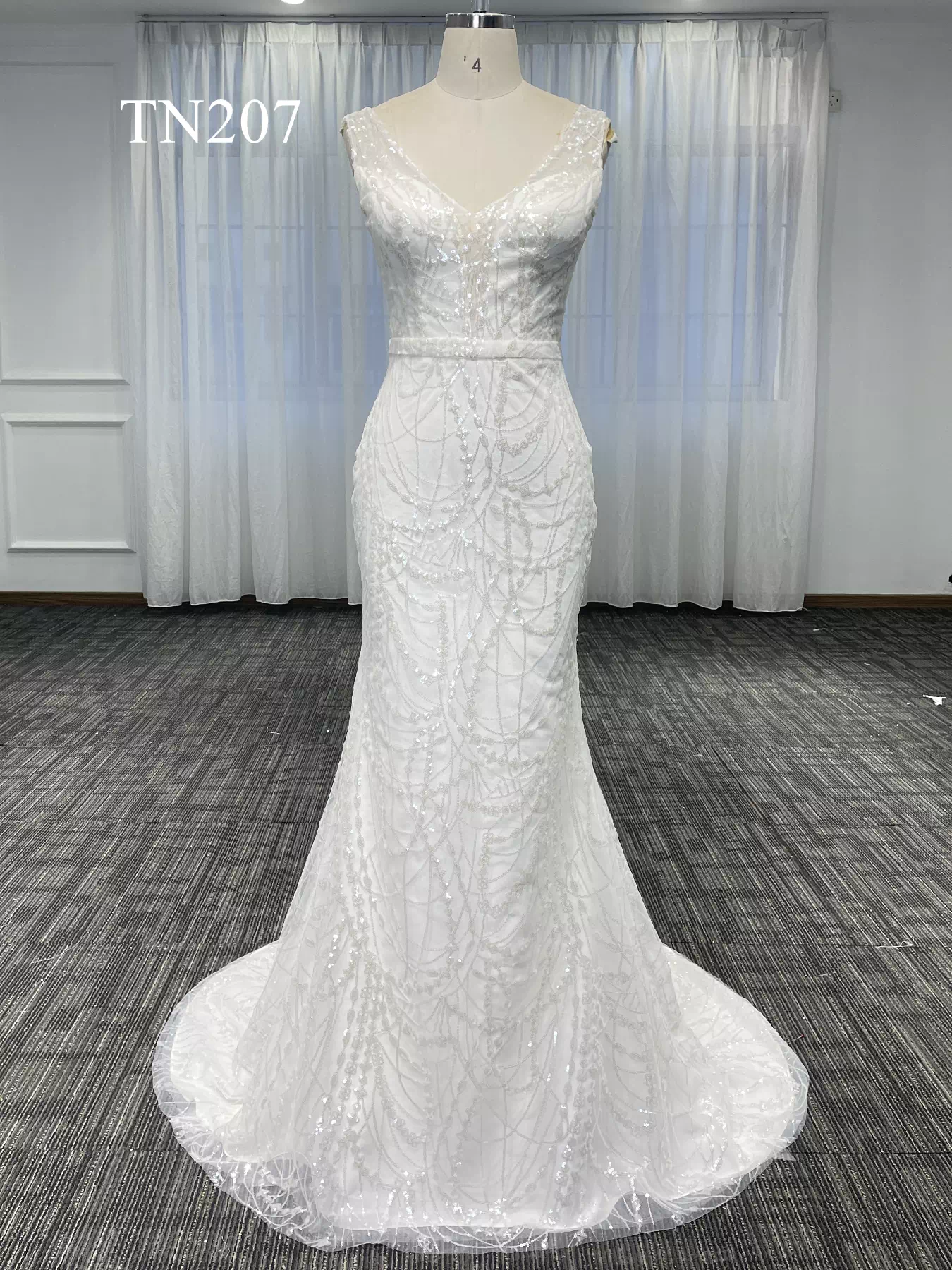 Simple Sparkling Lace Tulle Mermaid Dress TN207